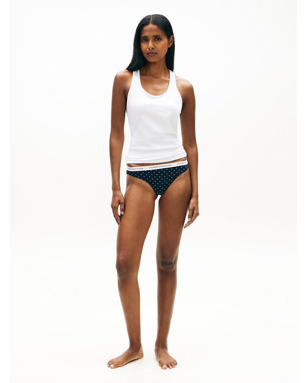 Tommy Hilfiger Blue Print Repeat Logo Waistband Thong
