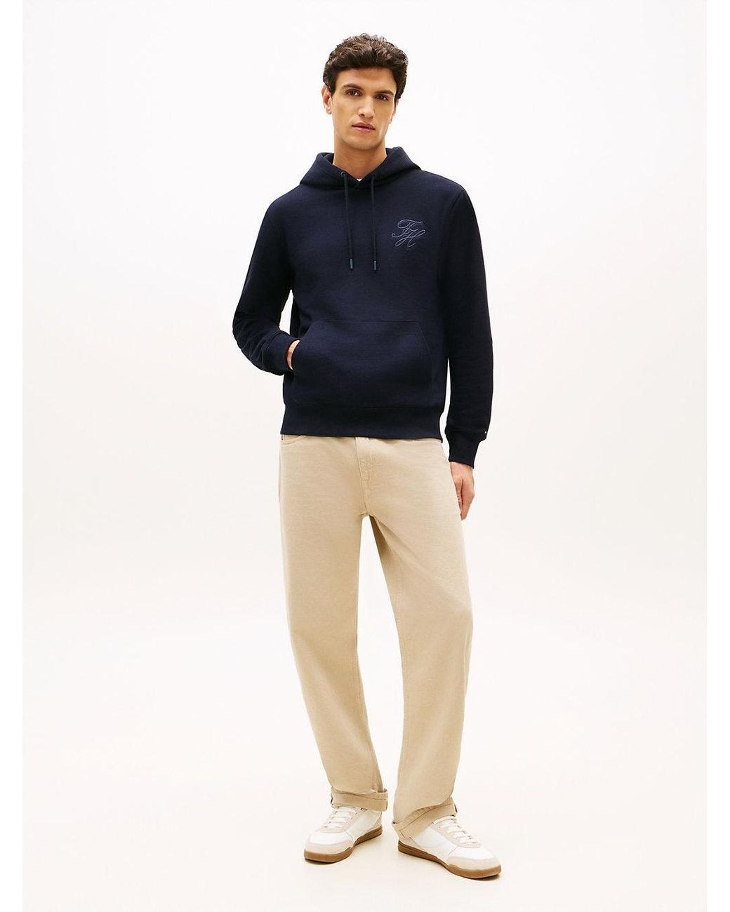 Tommy Hilfiger Blue Logo Embroidery Terry Hoody for men