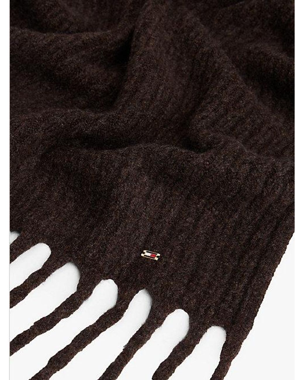 Tommy Hilfiger Black Hilfiger Metal Flag Cable Knit Scarf