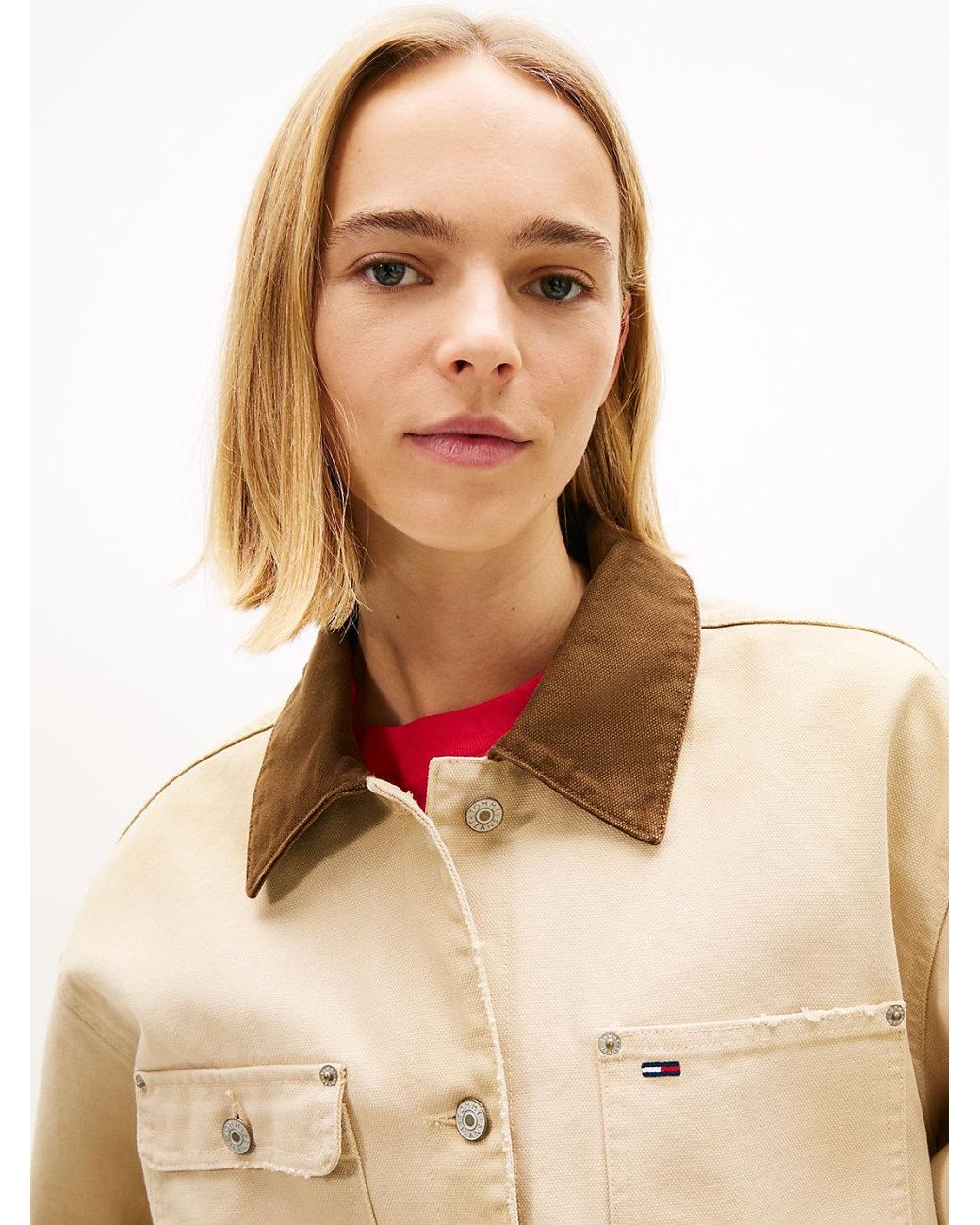 Tommy Hilfiger Natural Distressed Canvas Oversized Chore Jacket