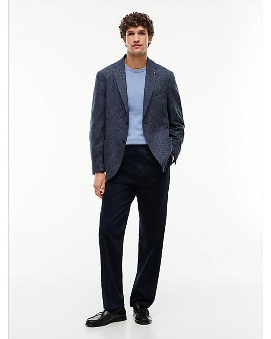 Tommy Hilfiger Blue Crew Neck Jumper With Cashmere for men