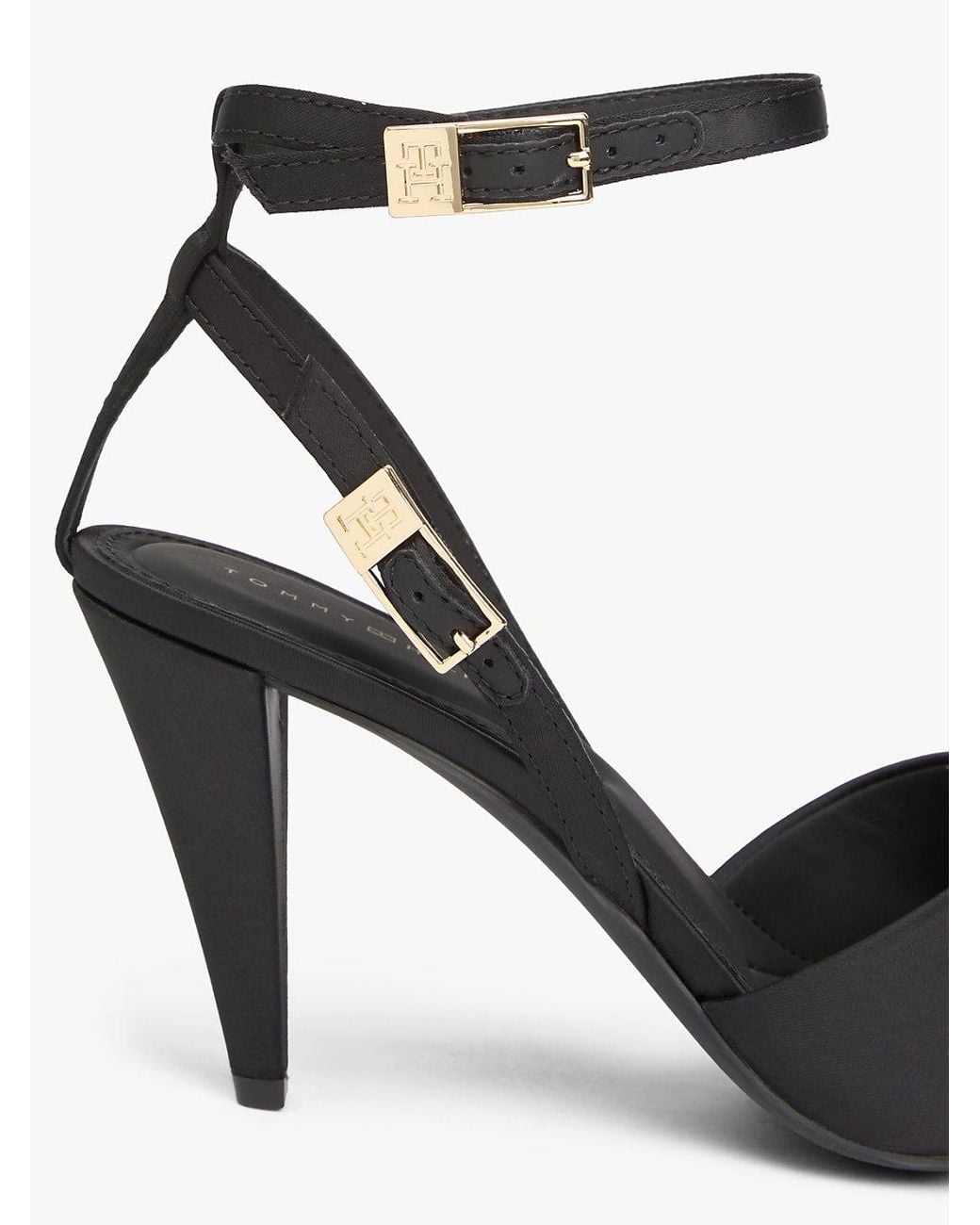Tommy Hilfiger White Satin Double Buckle High Heels