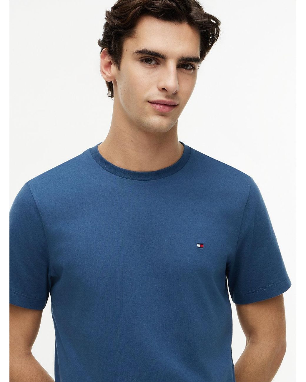 Tommy Hilfiger Blue Flag Embroidery Crew Neck T-Shirt for men