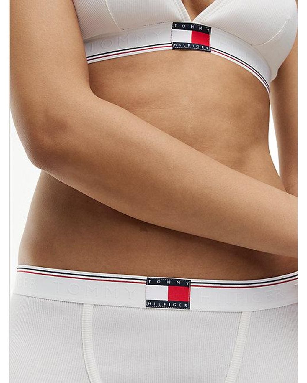 Tommy Hilfiger White Global Stripe Ribbed Shorts