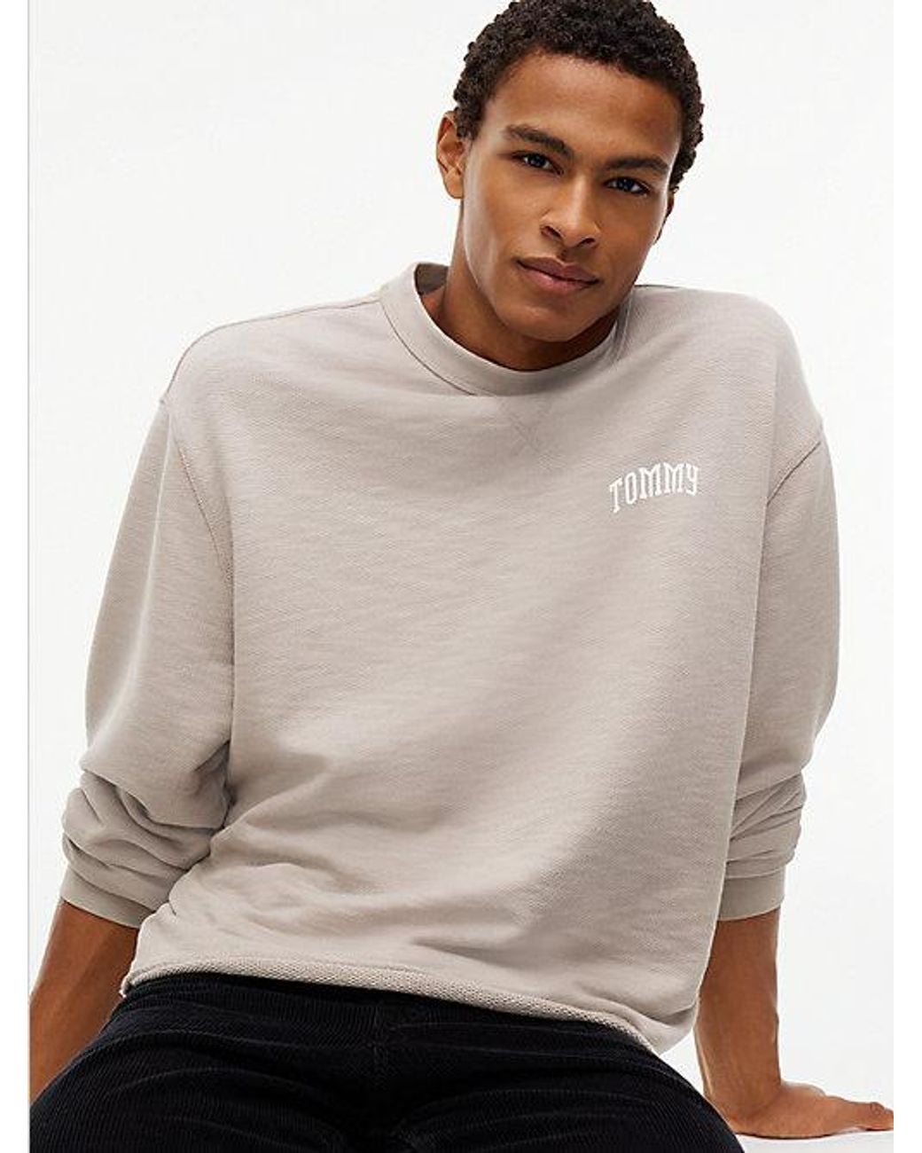 Tommy Hilfiger Gray Logo Relaxed Crew Neck Sweatshirt for men