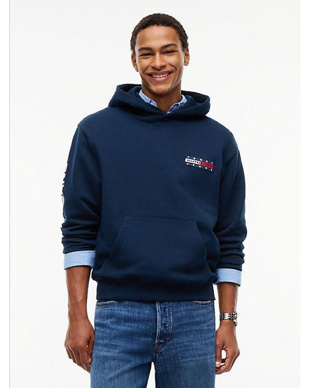 Tommy Hilfiger Blue Tommy Jeans Back Logo Relaxed Fleece Hoody for men