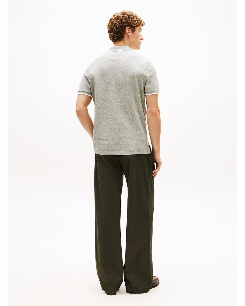 Polo Coupe Standard En Piqué Avec Lin Tommy Hilfiger pour homme en coloris Gray