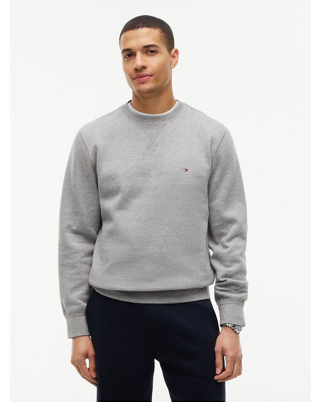 Tommy Hilfiger Gray Fleece Crew Neck Sweatshirt for men