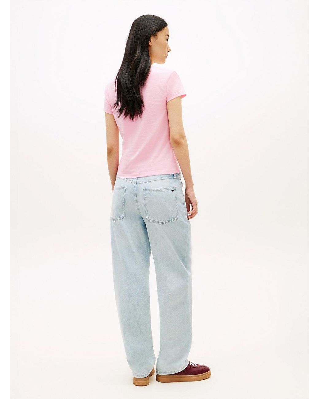 Tommy Hilfiger Pink Textured Logo Slim Jersey T-Shirt