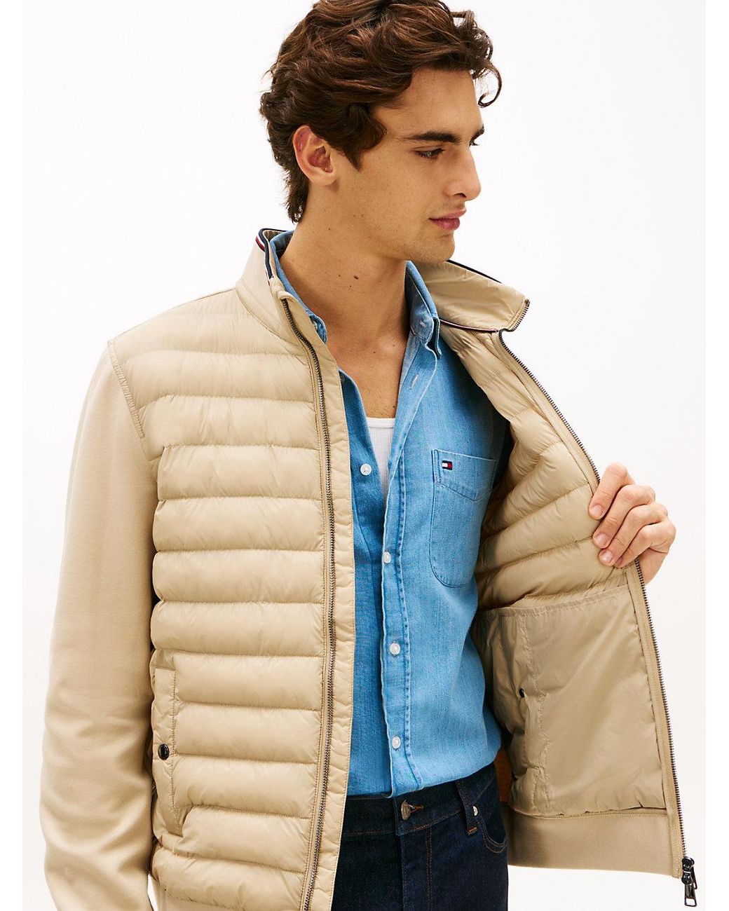 Tommy Hilfiger Natural Intechno Knit Zip-Thru Sweatshirt for men