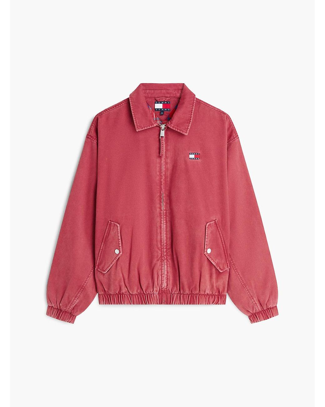 Tommy Hilfiger Red Washed Relaxed Harrington Jacket for men