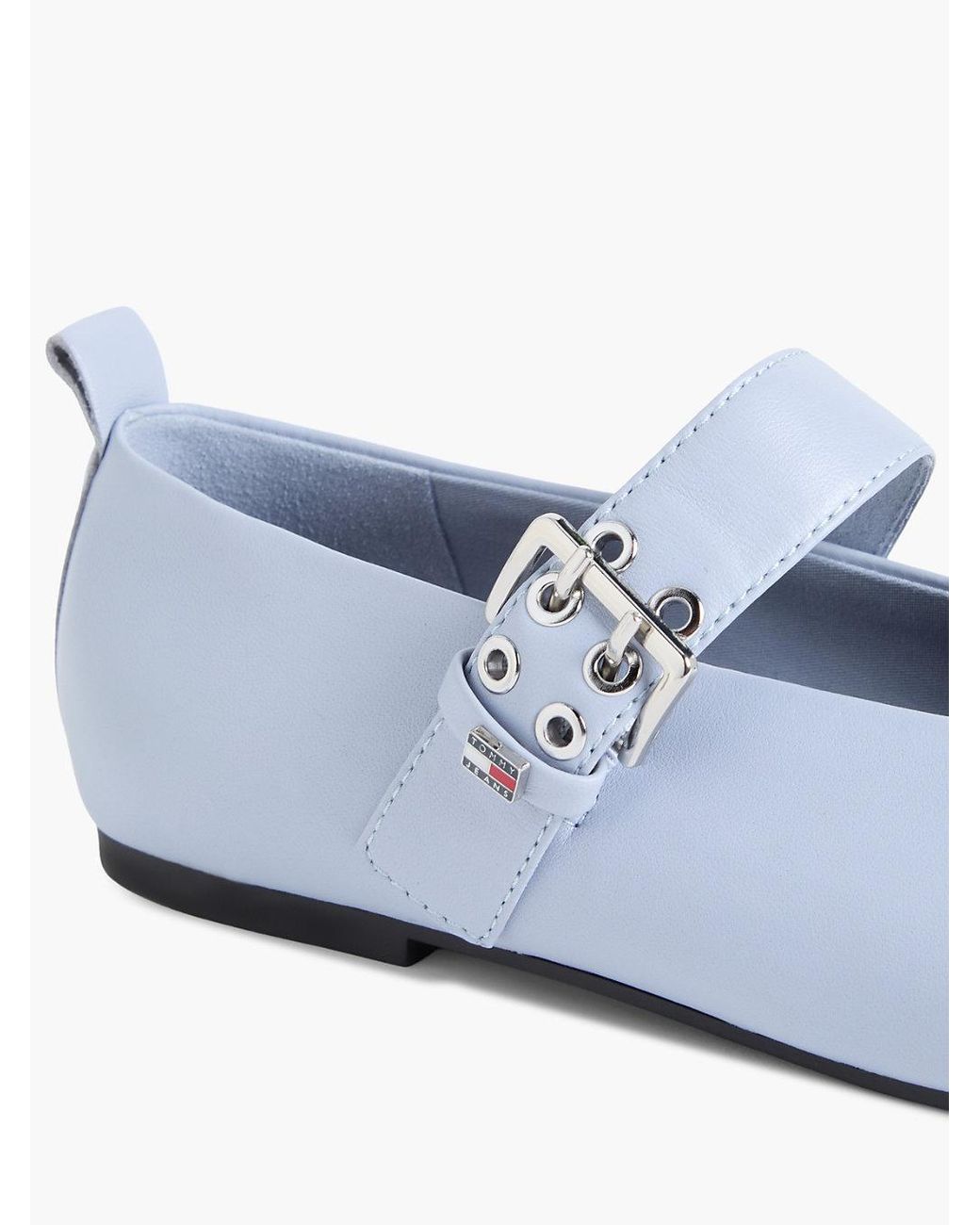 Tommy Hilfiger White Leather Buckle Ballerinas