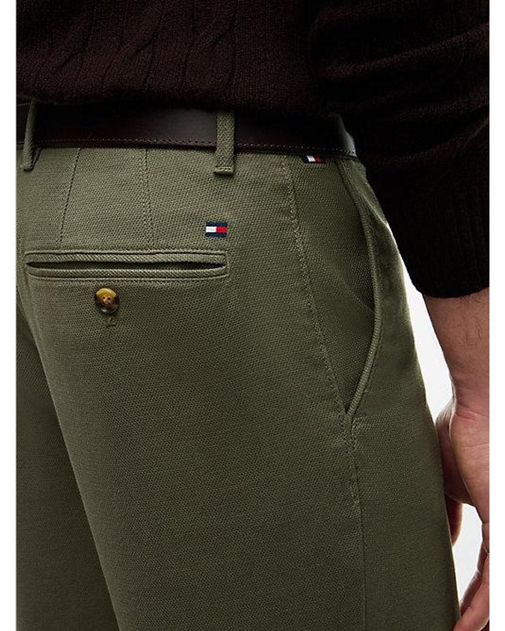 Tommy Hilfiger Green Denton Slim Straight Open Structured Chinos for men