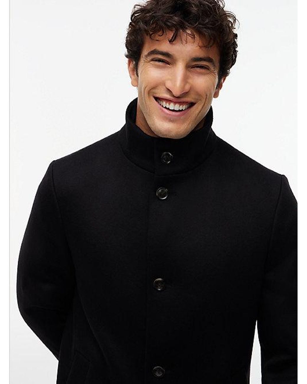 Tommy Hilfiger Black New York Label Wool Blend Coat for men