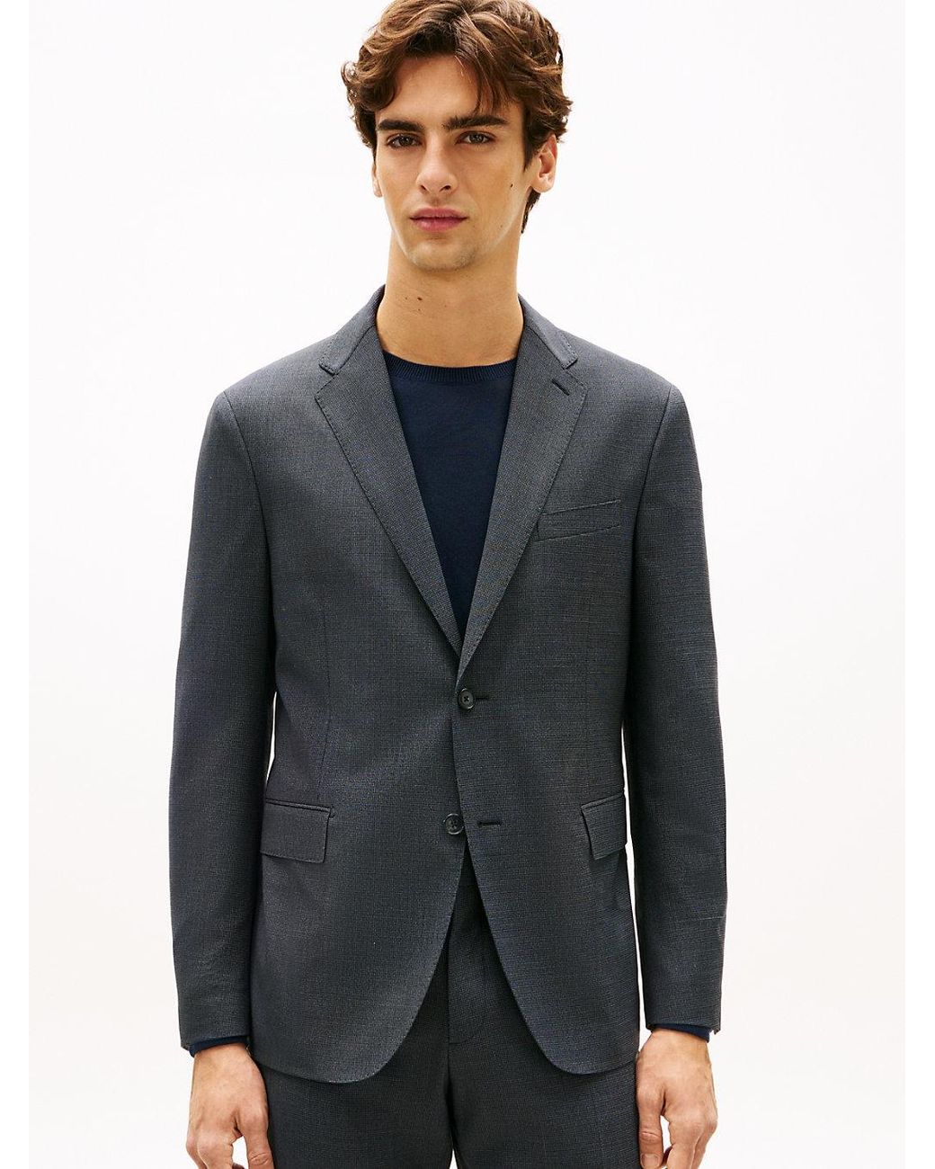Tommy Hilfiger Blue Textured Wool Blend Suit for men