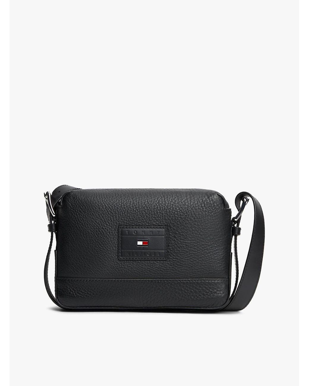Tommy Hilfiger Black Pebble Grain Leather Crossbody Bag for men