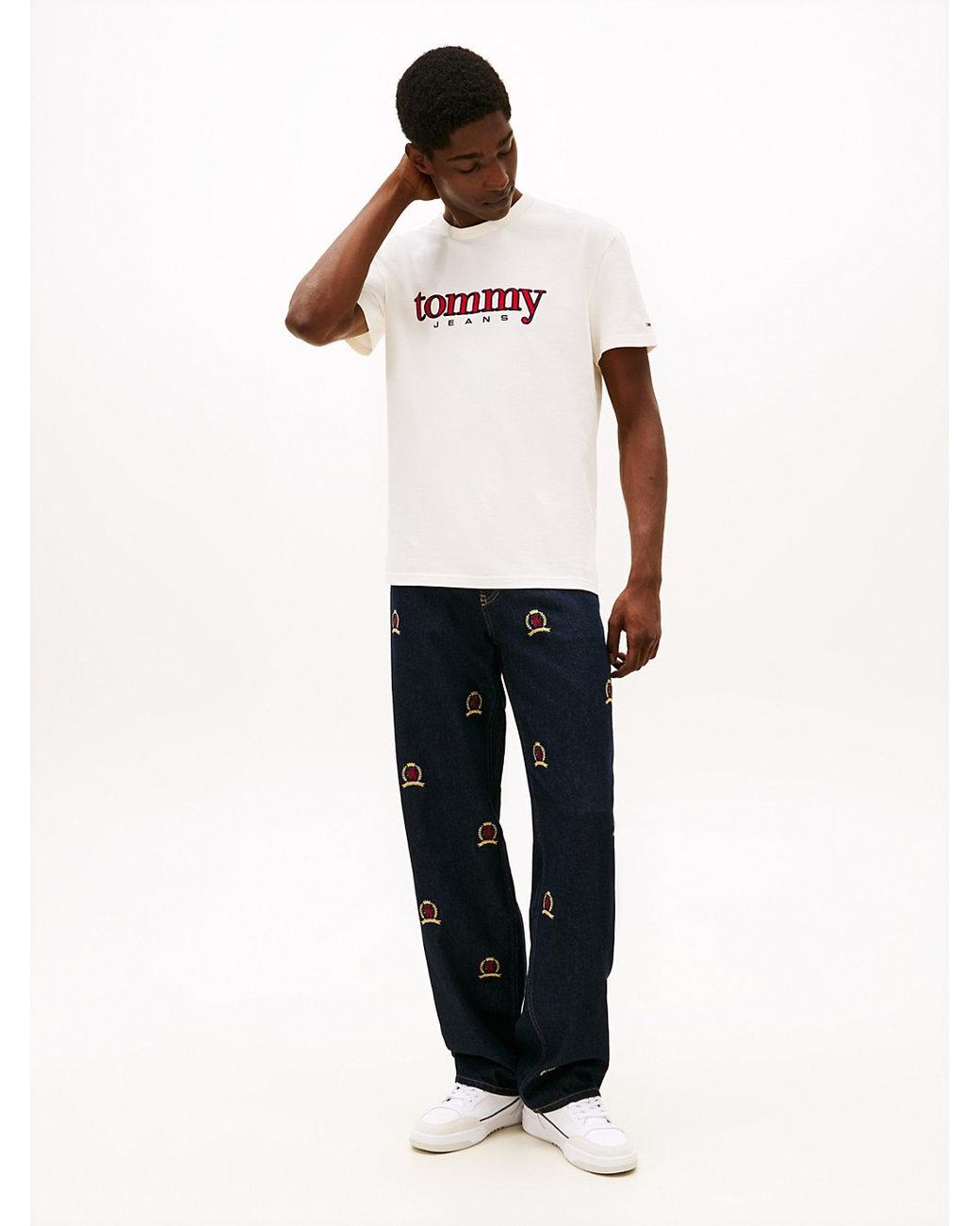 Tommy Hilfiger White Logo Appliqué Jersey T-Shirt for men