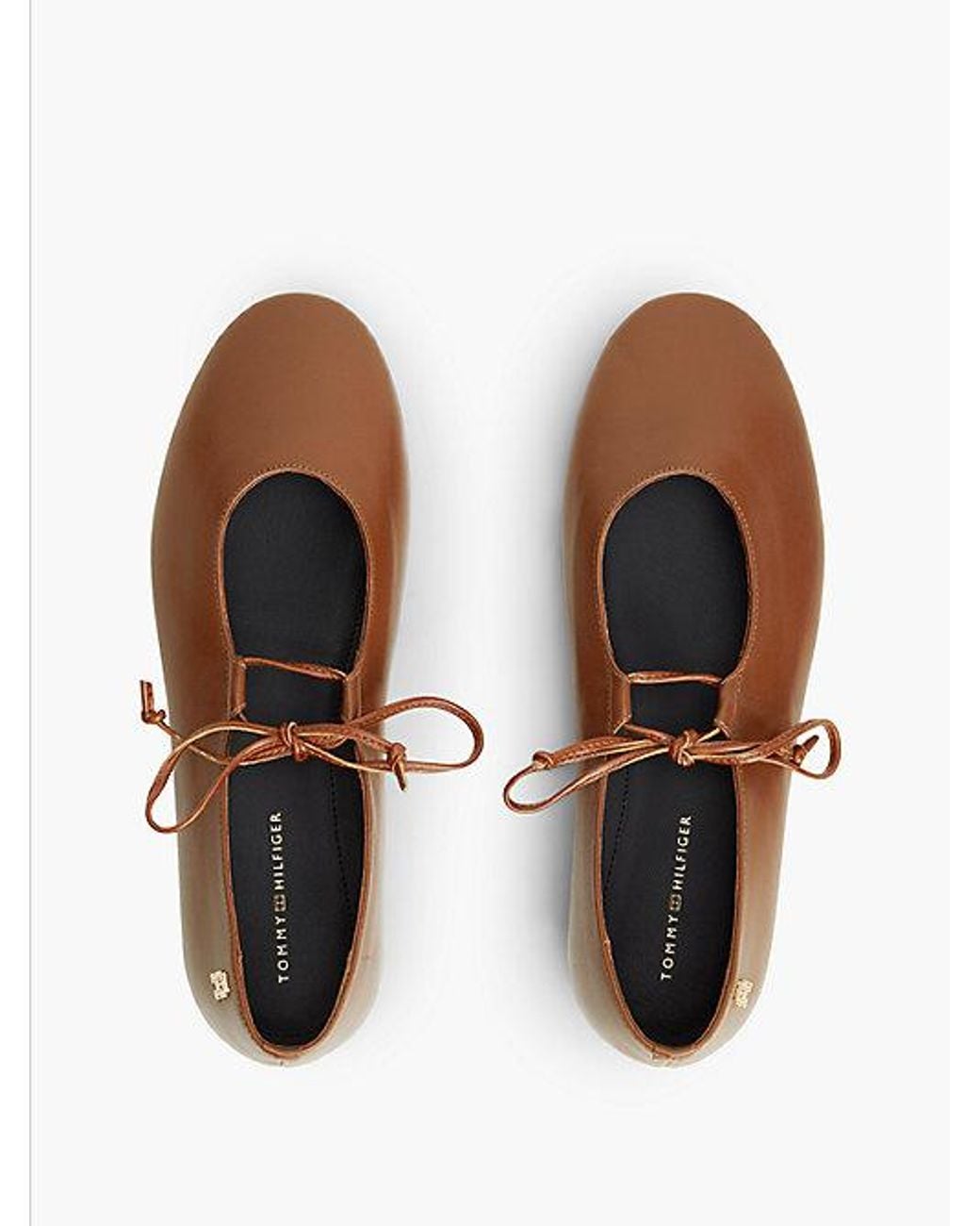 Tommy Hilfiger White Th Monogram Leather Lace Up Ballerinas