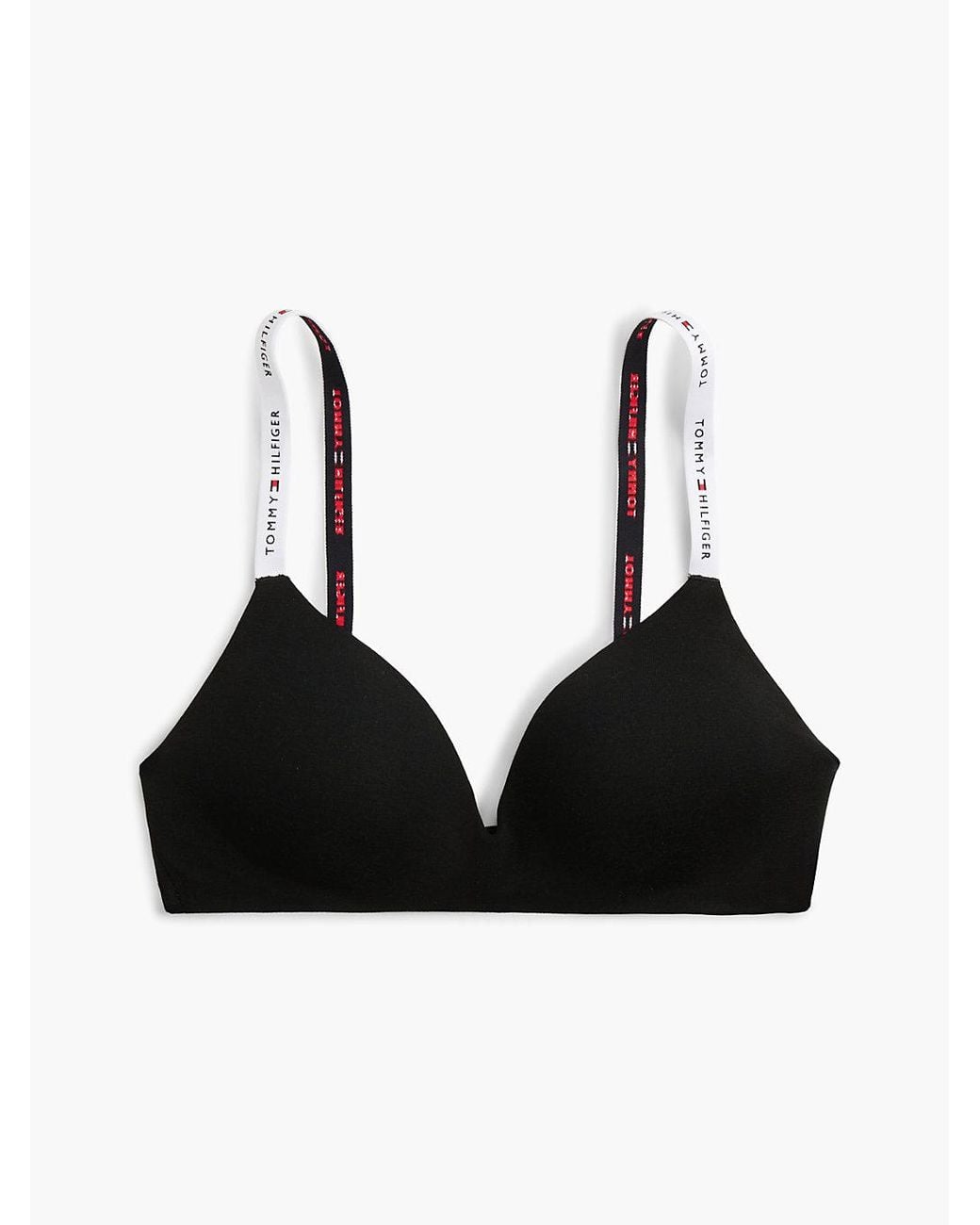 Tommy Hilfiger Black Repeat Logo Lightly Lined Triangle Bra