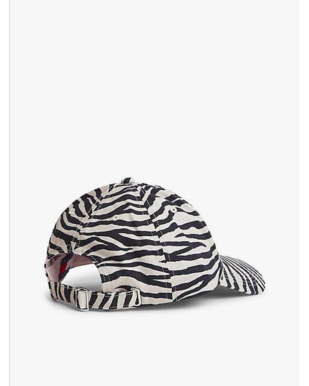 Tommy Hilfiger White Zebra Print Logo Plaque Baseball Cap
