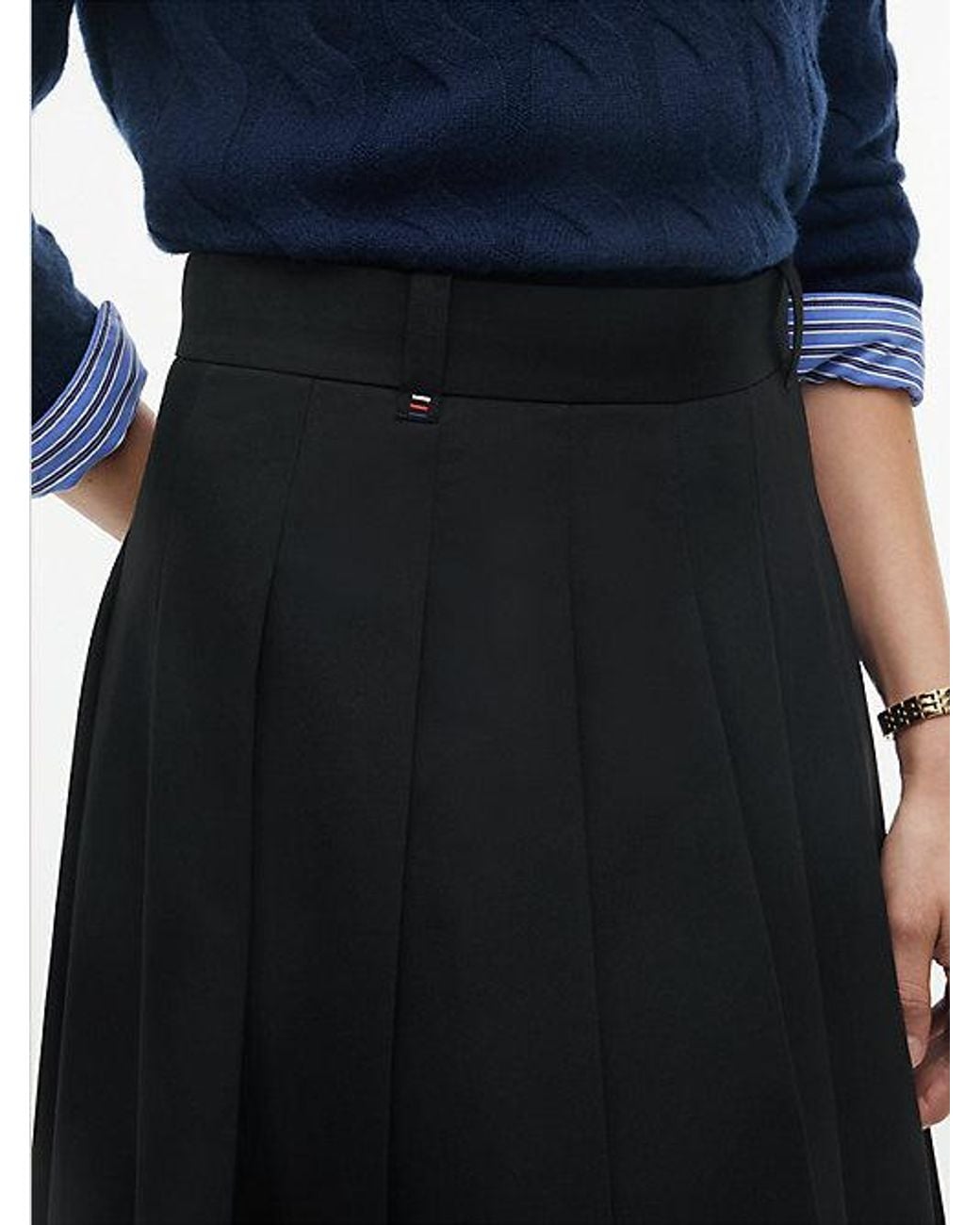Tommy Hilfiger Blue Metal Flag Pleated Skirt