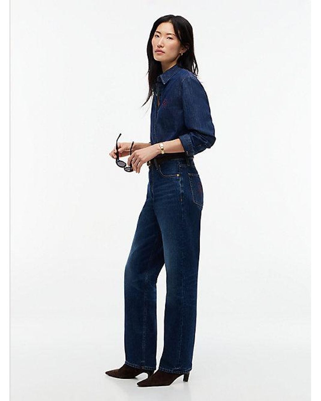 Tommy Hilfiger Blue Sarah High Rise Straight Faded Jeans