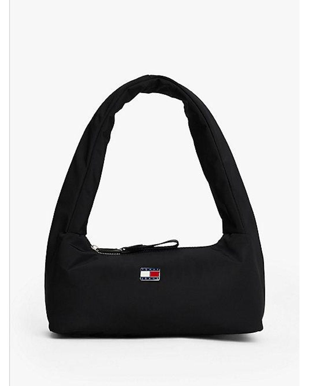 Tommy Hilfiger Black Logo Plaque Padded Shoulder Bag