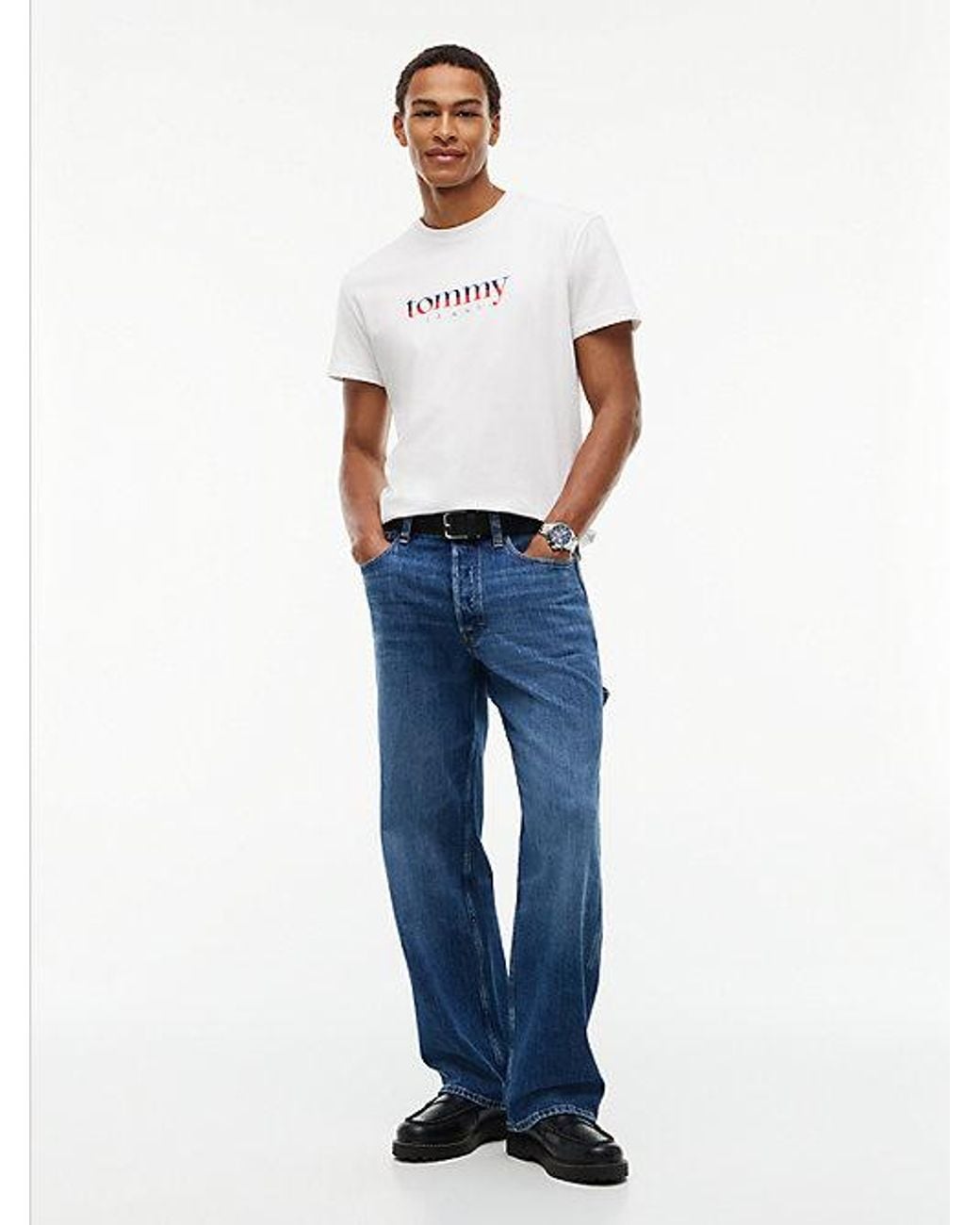 Tommy Hilfiger White Tommy Jeans Logo Jersey Crew Neck T-Shirt for men