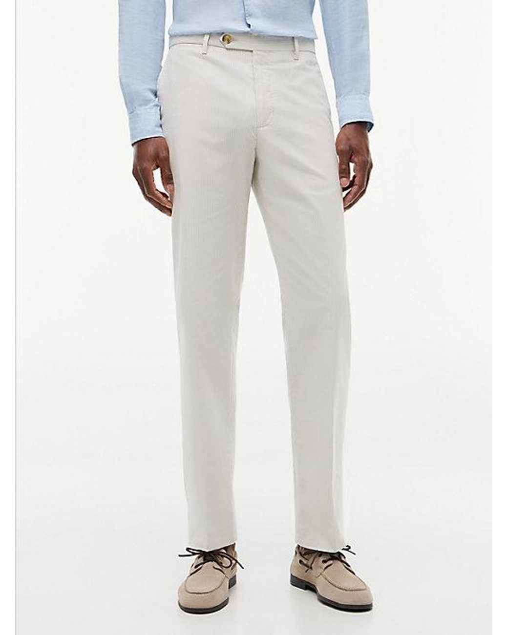 Tommy Hilfiger White New York Label Regular Dobby Trousers for men