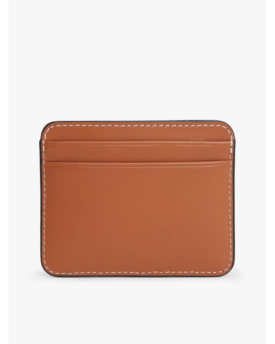 Tommy Hilfiger Brown Logo Plaque Leather Card Holder