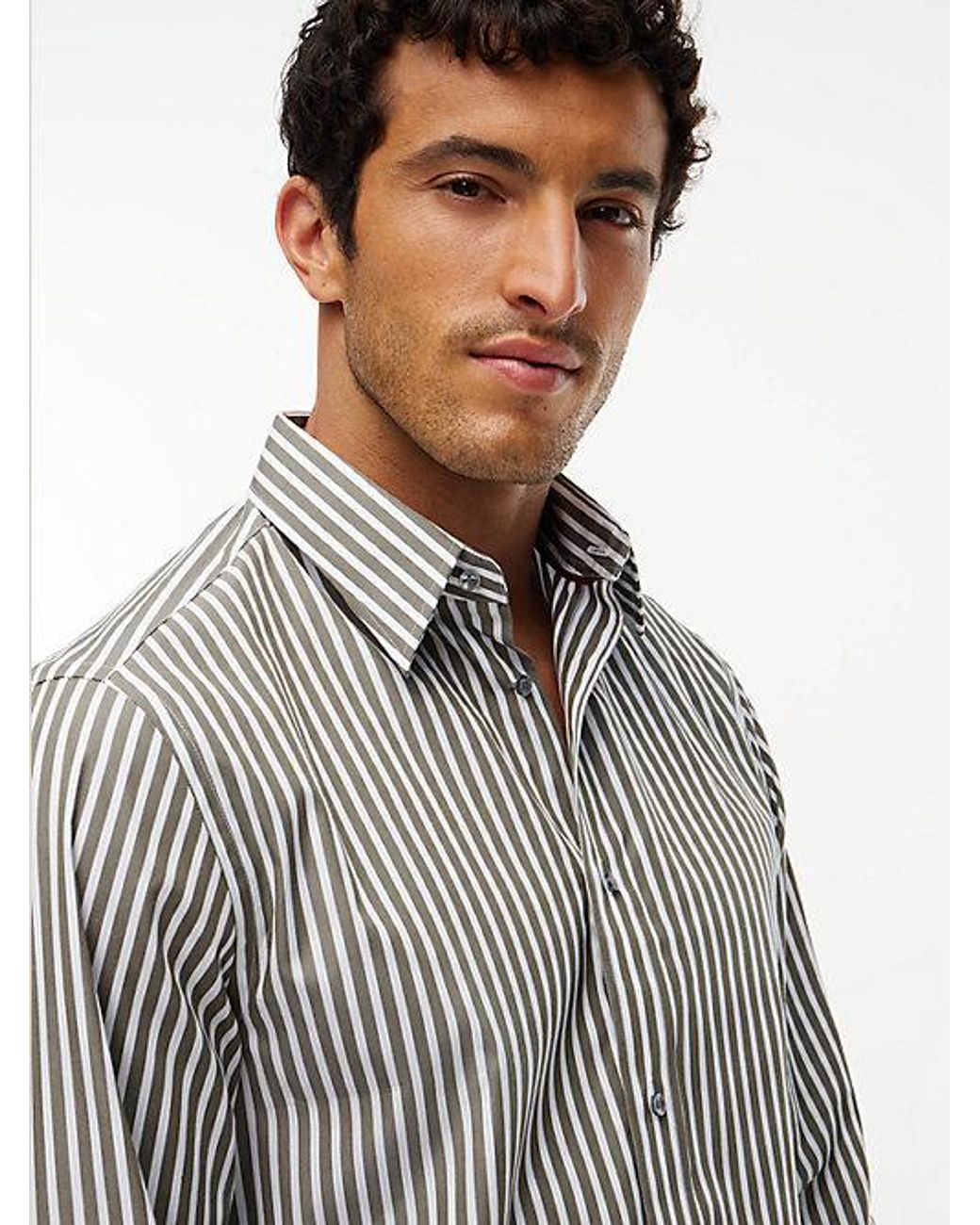 Tommy Hilfiger Gray New York Label Relaxed Fit Stripe Shirt for men