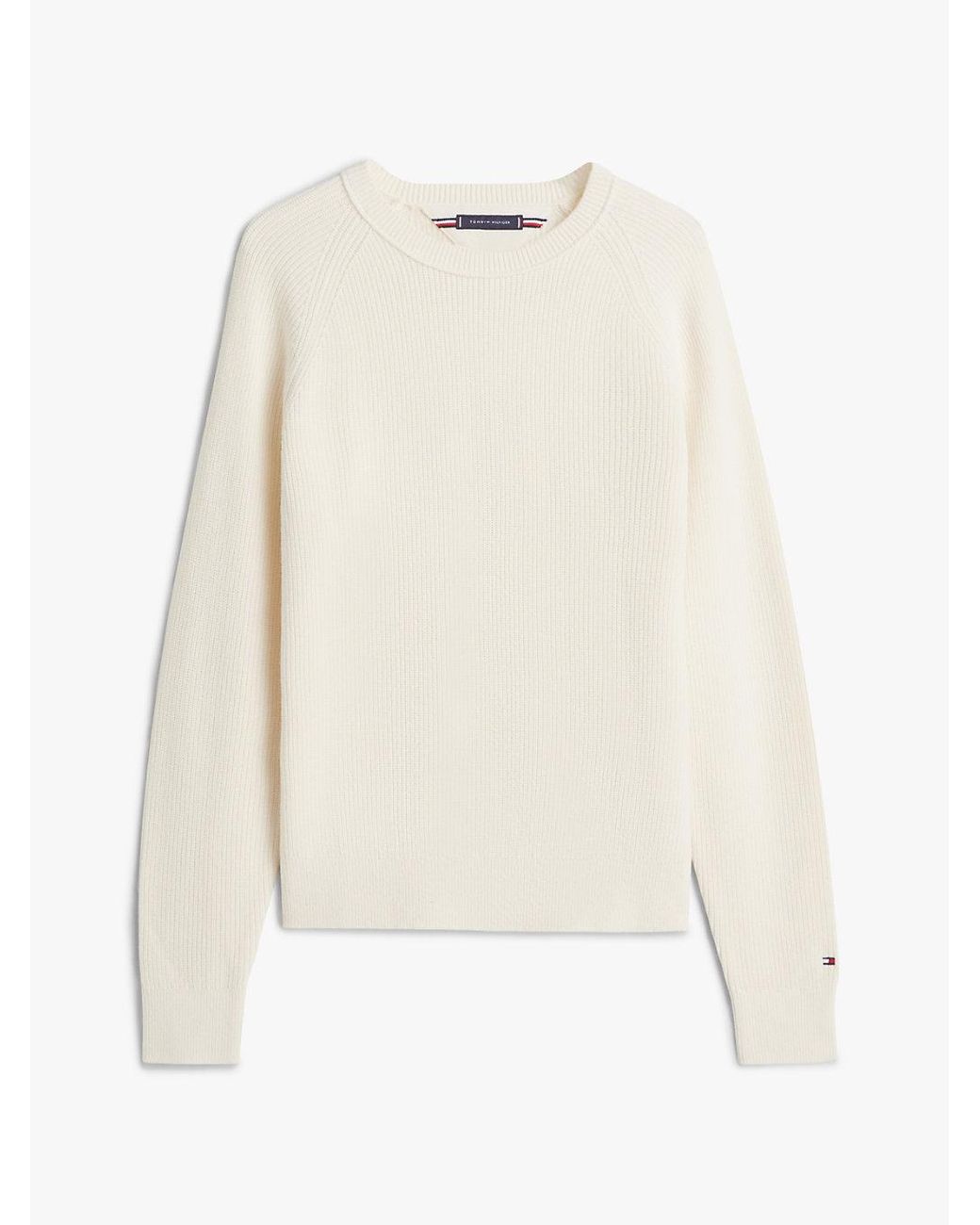 Tommy Hilfiger White Relaxed Wool Blend Fisherman Rib-knit Jumper for men