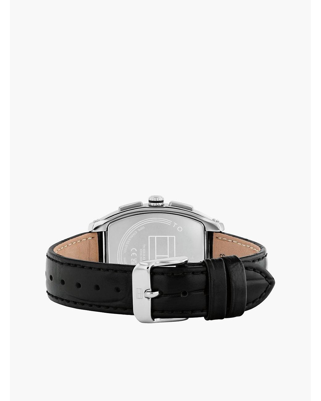 Tommy Hilfiger Black Square Dial Leather Strap Watch for men
