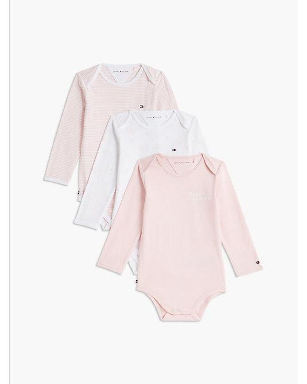 Tommy Hilfiger White 3 Pack Long Sleeve Bodysuits Gift Box