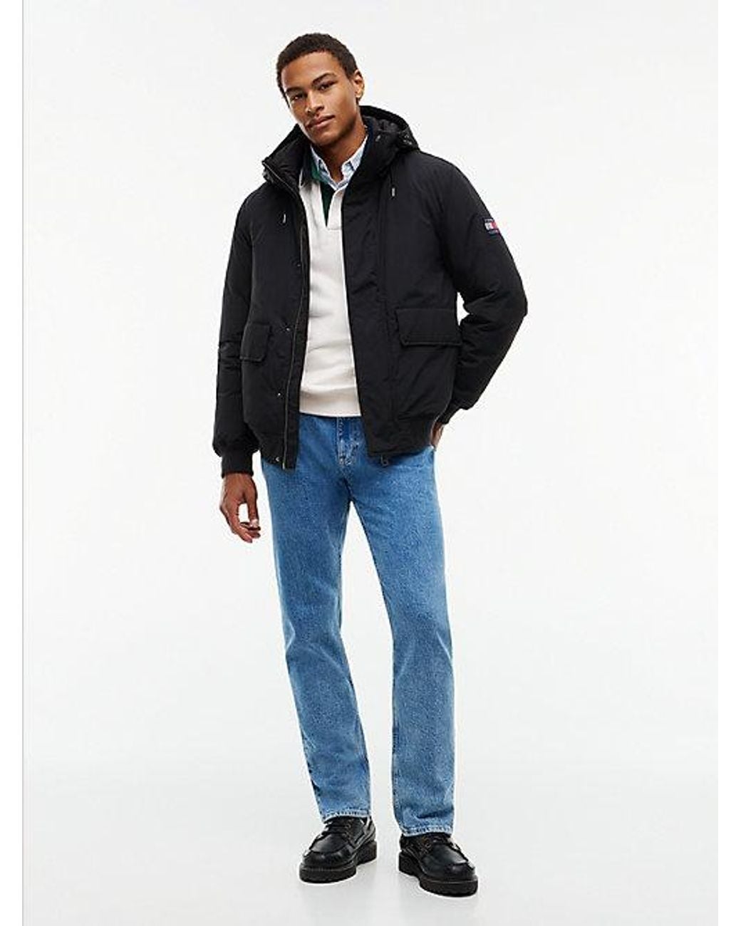 Tommy Hilfiger Blue Tommy Jeans Water Resistant Padded Hooded Bomber Jacket for men