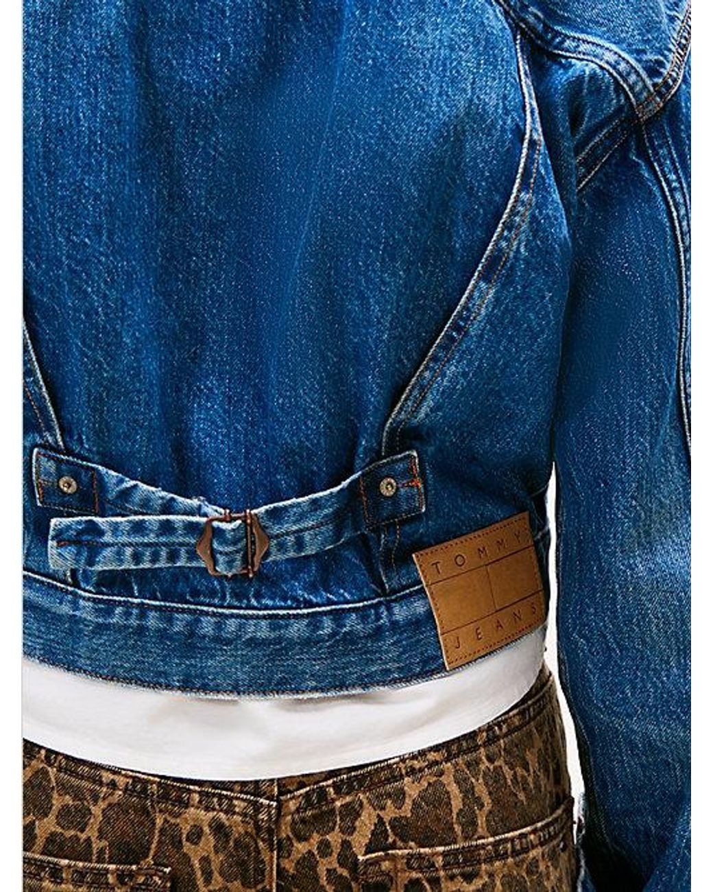 Tommy Hilfiger Blue Pleated Denim Cinch-Back Trucker Jacket