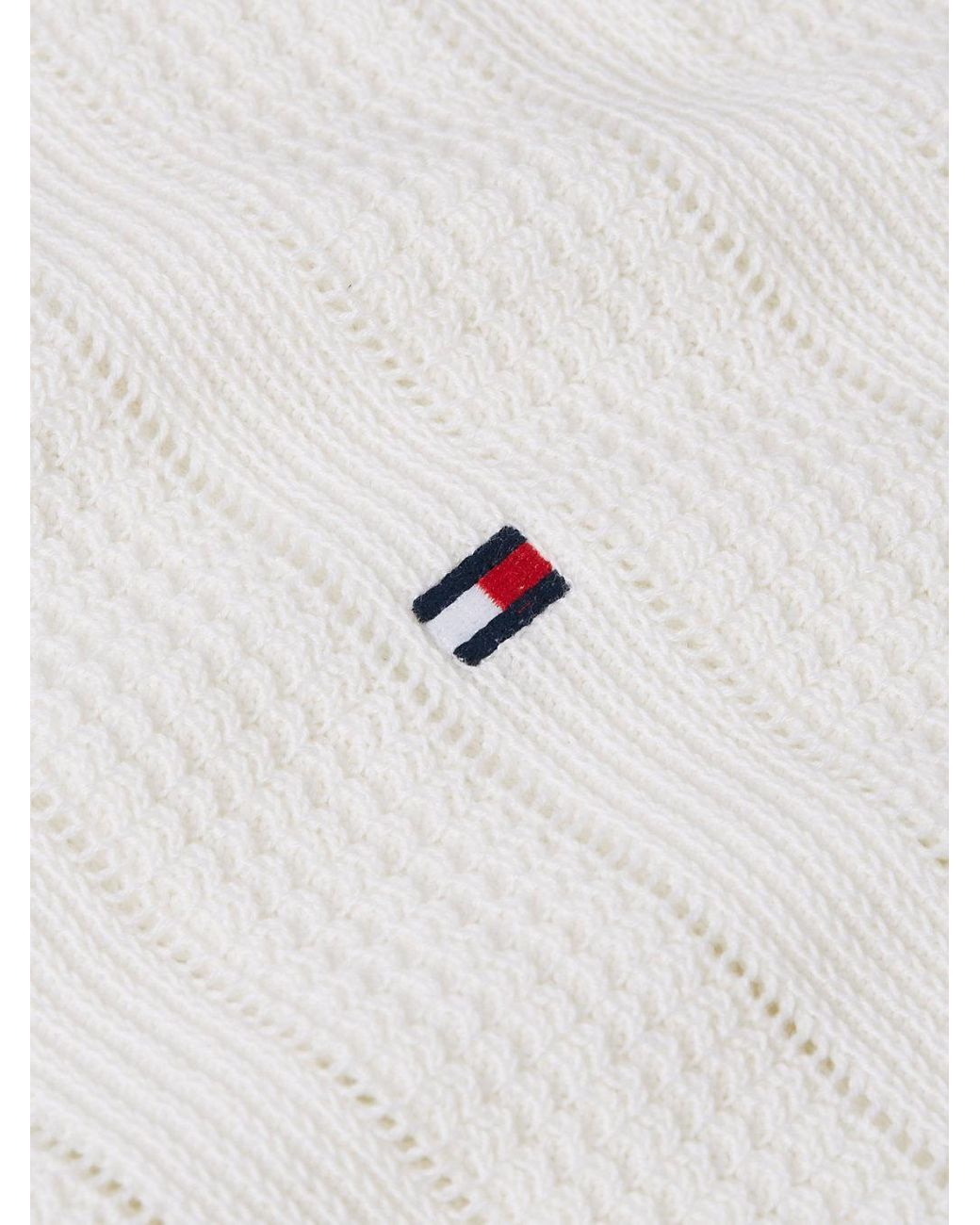 Tommy Hilfiger White Relaxed Pointelle Structured Polo Shirt With Linen for men