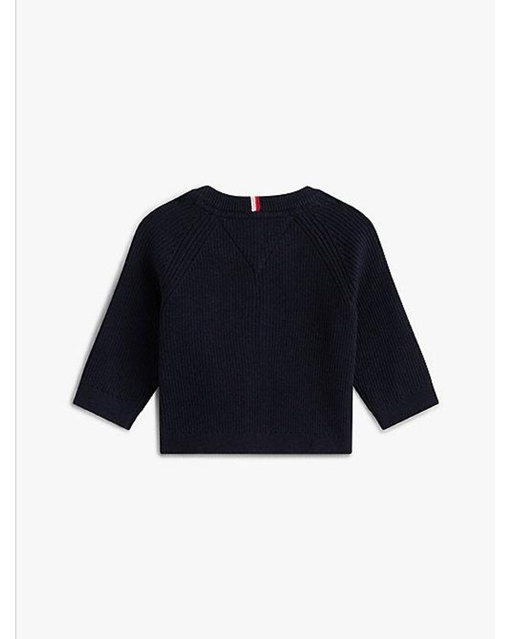Tommy Hilfiger Blue Essential Flag Embroidery Rib Knit Cardigan