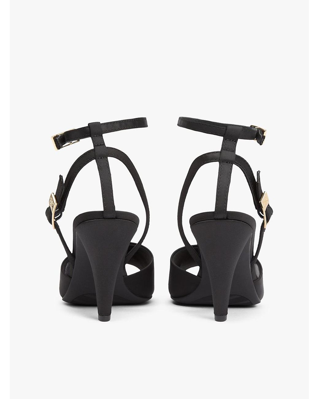 Tommy Hilfiger White Satin Double Buckle High Heels