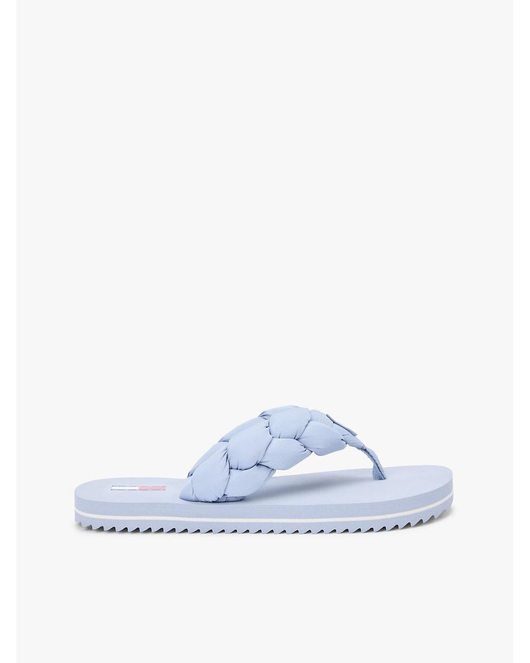 Tommy Hilfiger Blue Braided Padded Strap Serrated Flip-Flops