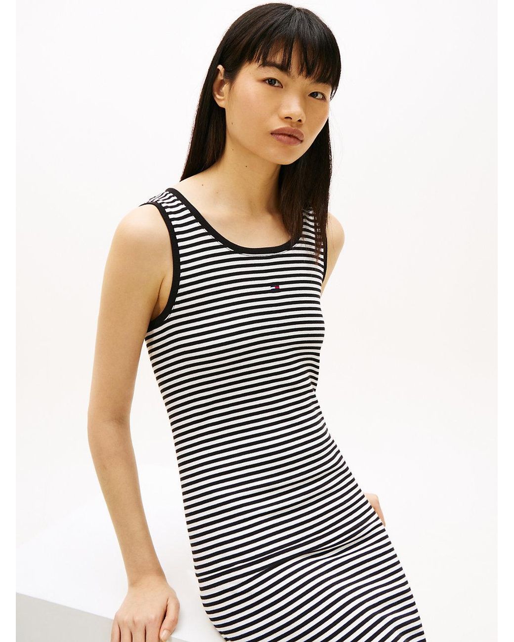 Tommy Hilfiger Multicolor Ribbed Sleeveless Slim Mini Bodycon Dress