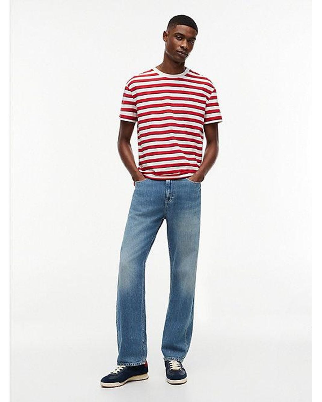 Tommy Hilfiger Red Tommy Flag Stripe Jersey T-Shirt for men