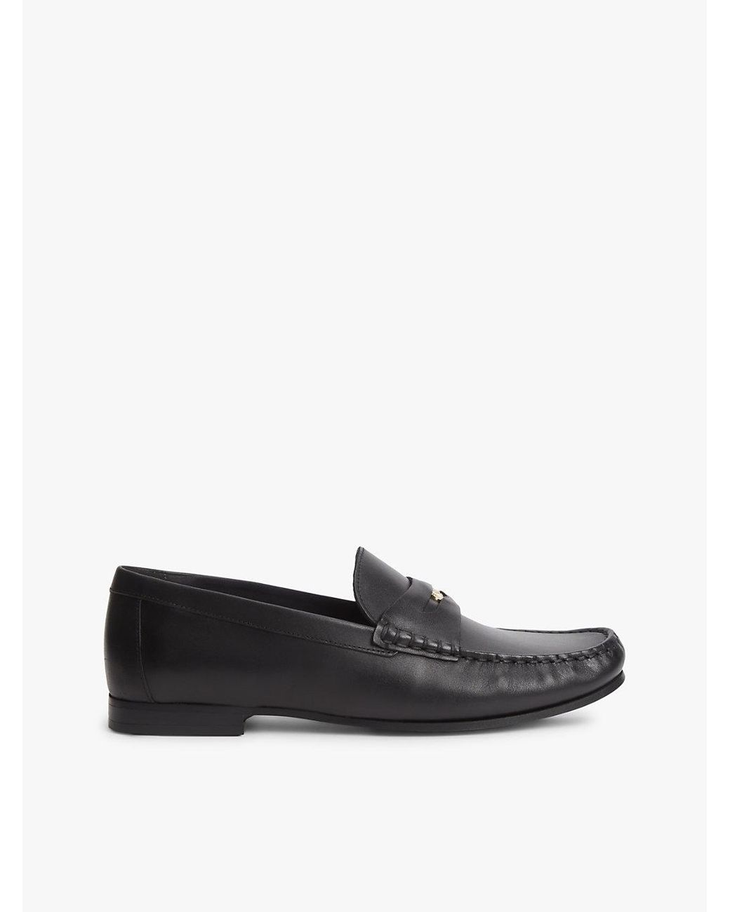 Tommy Hilfiger White Th Monogram Leather Penny Loafers
