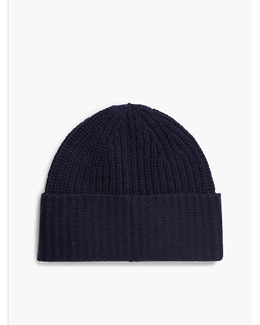 Tommy Hilfiger Blue Pure Wool Chunky Rib Knit Beanie for men