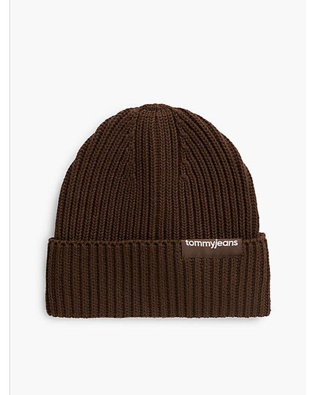 Tommy Hilfiger Brown Tommy Jeans Linear Logo Rib Knit Beanie for men