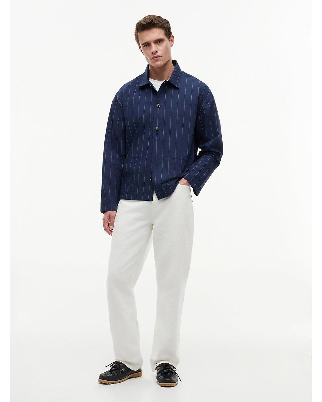 Tommy Hilfiger Blue Relaxed Fit Pinstripe Paper Touch Overshirt for men
