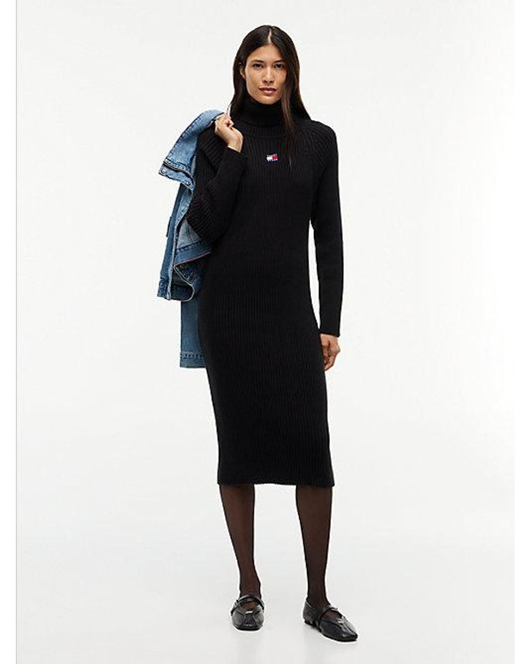 Tommy Hilfiger Black Tommy Jeans Tommy Badge Oversized Midi Jumper Dress