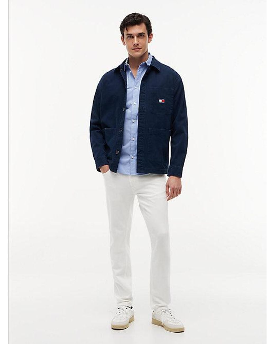 Tommy Hilfiger Blue S Slim Fit Poplin Dm0dm04405 L/s Shirts Woven Tops for men