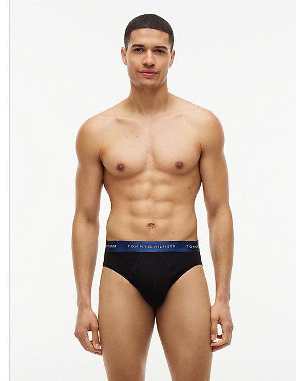 Tommy Hilfiger Blue 3 Pack Signature Logo Metallic Waistband Briefs for men