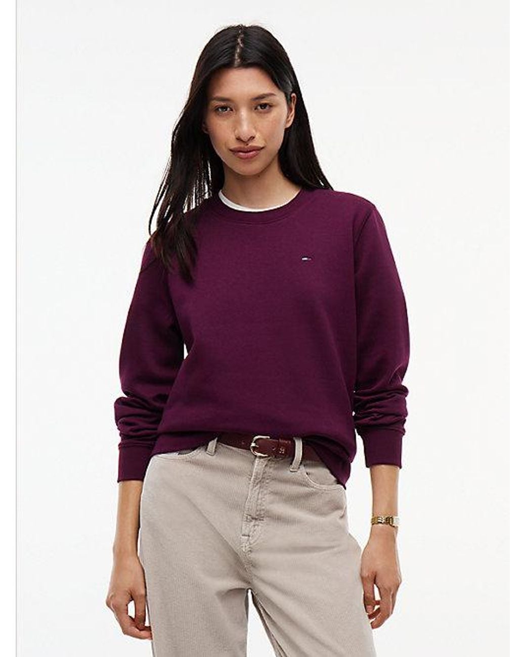 Tommy Hilfiger Purple Tommy Jeans Flag Embroidery Brushed Fleece Sweatshirt